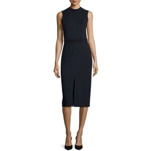 Theory Antlia Mireena Ponte Suede Trim Sleeveless Black Dress Sz 8